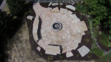 aerial view of flagstone firepit